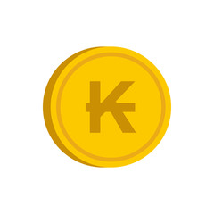 Gold coin with lao kip sign icon in flat style on a white background vector illustration