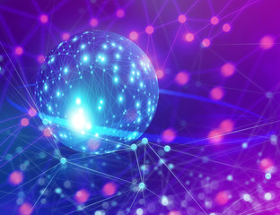 Fototapeta premium data deep learning hologram ai technology robotic, molecule of chemical, atom cell science, futuristic cyber network, system of background illustration 3d rendering