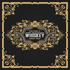 Whiskey label with old frames. Vector layered
