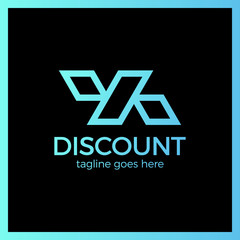 Line discount design of the percentage sign logo.