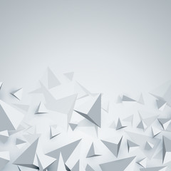 White background with 3d geometric shapes. 3d polygons