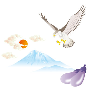 一富士二鷹三茄子 いちふじ にたか さんなすび Stock Vector Adobe Stock