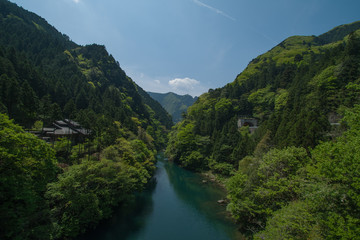 Fototapeta na wymiar mountain valley with river
