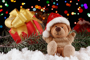 Teddy bear, Christmas decoration. Xmas concept
