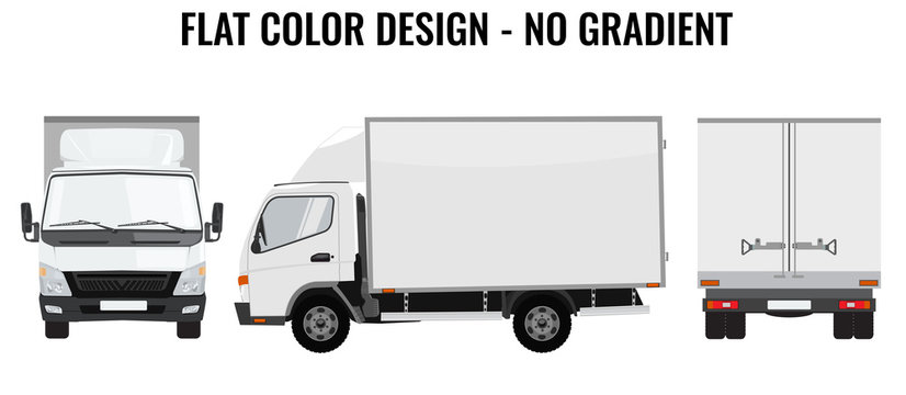 Vector small truck front side. Cargo delivery. Flat color