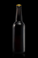 Bottle of beer or cider isolated on black background