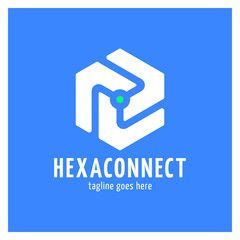Hexagon connect line with dot in center. Three abstract part.