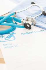 Prescription form with stethoscope