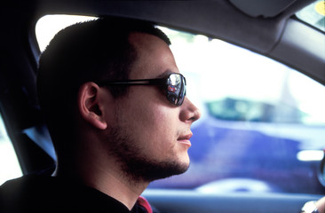 Cool driver with sunglasses