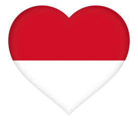 Illustration of the flag of Monaco shaped like a heart