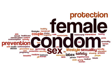Obraz premium Female condom word cloud