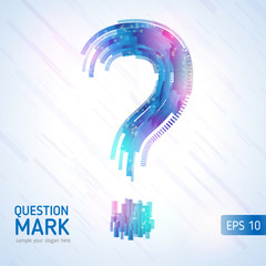 Abstract technology lines. Abstract question mark. Vector background