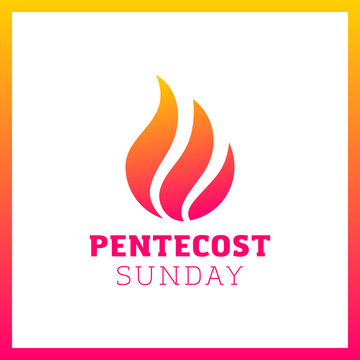 Vector Illustration Logo Of Pentecost Holy Spirit Flame. Fire Logotype