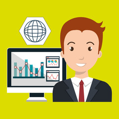 man pc graphics statistics vector illustration eps 10