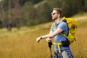 Young man hiking