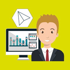 man pc graphics statistics vector illustration eps 10