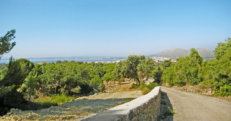 Fototapeta na wymiar view to ocean - rural landscape with road