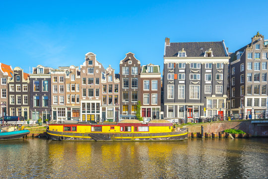 View of Canal House in Amsterdam, Netherlands