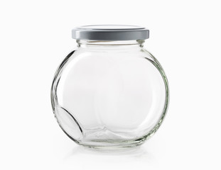 Glass. Empty glass jar over white background
