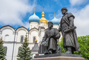 Statues of architects, Kazan Kremlin, Russia