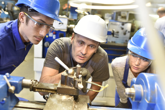 Young people in metallurgy training