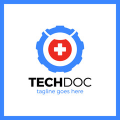 Obraz premium Gear Doctor. Tech Medical Logo Plus. Robot Clinic