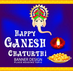 happy ganesha chaturthi celebration background with ganesha cart