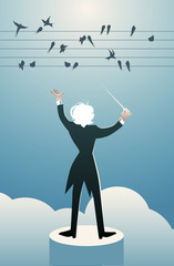 Swallows Symphony: conductor directing swallows on wires