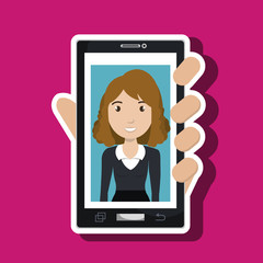 cellphone woman find hand vector illustration graphic