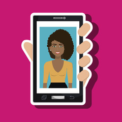 cellphone woman find hand vector illustration graphic