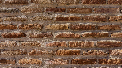 Red Background of old vintage brick Wall texture