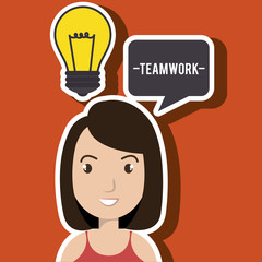 woman teamwork idea icon vector illustration graphic