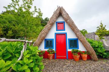 Fototapeta na wymiar Portuguese traditional house in Santana, Madeira Island