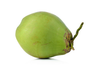 Green coconut fruit isolated on white background.
