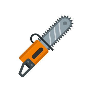 Chainsaw icon in flat style isolated on white background. Saw symbol vector illustration