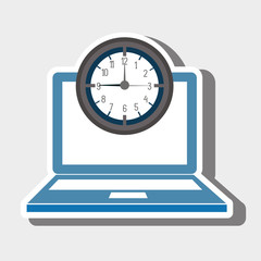 laptop watch clock computer vector illustration eps 10
