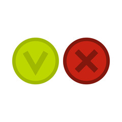 Obraz premium Signs of choice of tick and cross icon in flat style isolated on white background. Click and choice symbol vector illustration