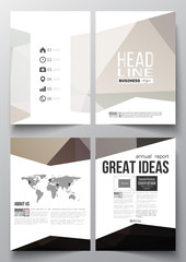 Set of business templates for brochure, magazine, flyer, booklet or annual report. Abstract blurred background, modern stylish dark vector texture