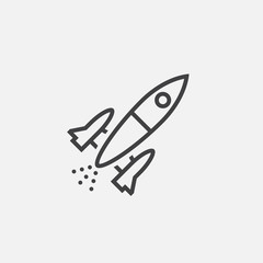 rocket line icon, outline vector illustration, linear pictogram isolated on white