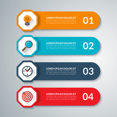 Infographic elements. Vector design template with 4 options, steps, parts. Can be used for diagram, graph, chart, report, data visualisation, web design
