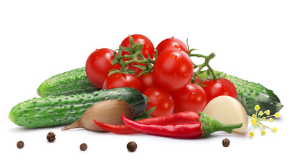 Gherkins, cherry tomatoes for pickling, paths