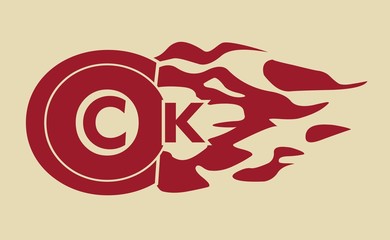 Cock word with flame. Symbol of the 2017 new year
