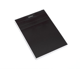 Black notebook for notes on a white background