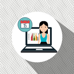 woman statistics computer search vector illustration eps 10