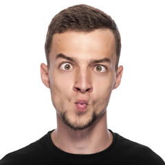 Man with his eyes crossed.