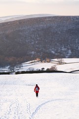 Woman hiking in winter
