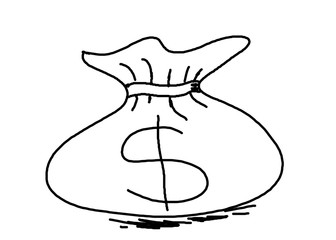 Hand drawing money bag idea for business(banking, marketing, financial) on white background