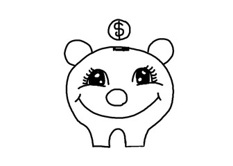 piggy bank with dollar sign and coins idea for business concept on white background