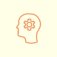 head and gear line icon
