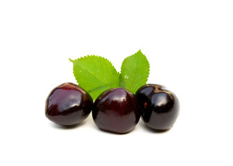 Sweet ripe cherries isolated on white background